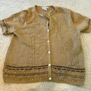 Alfred Dunner button up short sleeve sweater